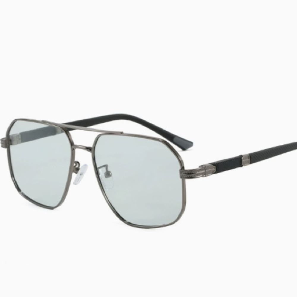 Men's Gray Metal Aviator Sunglasses - Modern Shield Style